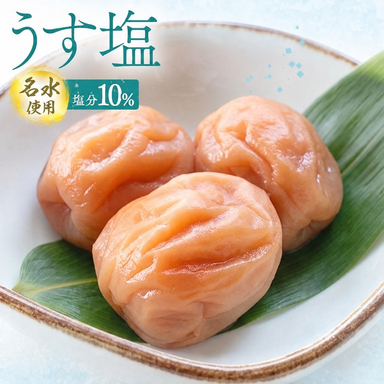 うす塩梅の紹介画像。梅干しと塩分10%の表示